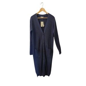 Womens G.H BASS CO Cardigan Sweater Long Sleeve Knit Navy Blue Size XL Oversized